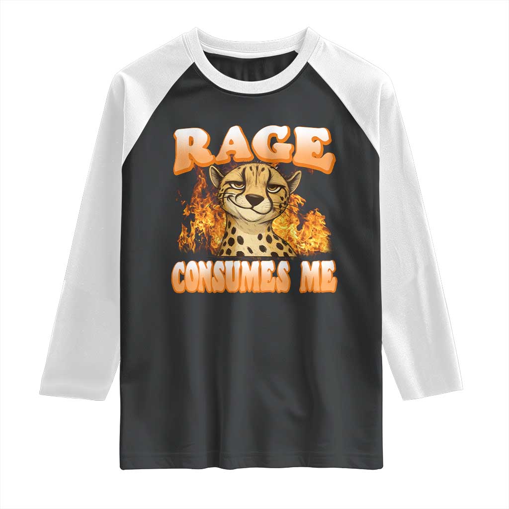Cool Cheetah Raglan Shirt Funny Range Consumes Me Sarcastic Wild Animal TS14 Black White Print Your Wear