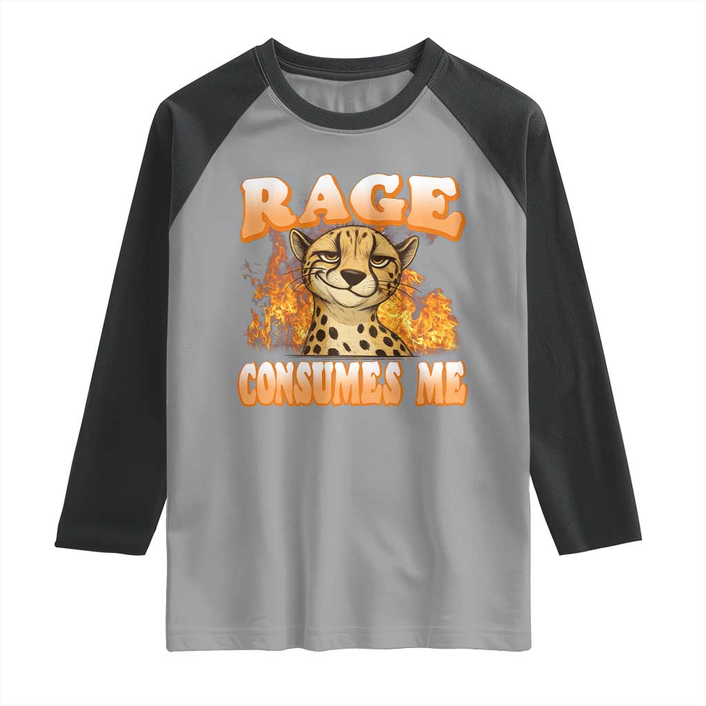 Cool Cheetah Raglan Shirt Funny Range Consumes Me Sarcastic Wild Animal TS14 Sport Gray Black Print Your Wear