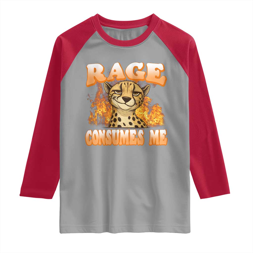 Cool Cheetah Raglan Shirt Funny Range Consumes Me Sarcastic Wild Animal TS14 Sport Gray Red Print Your Wear