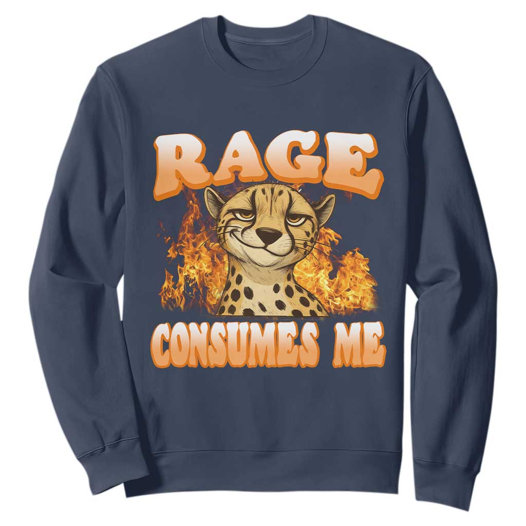 Cool Cheetah Sweatshirt Funny Range Consumes Me Sarcastic Wild Animal TS14 Navy Print Your Wear