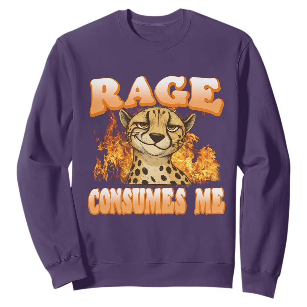 Cool Cheetah Sweatshirt Funny Range Consumes Me Sarcastic Wild Animal TS14 Purple Print Your Wear