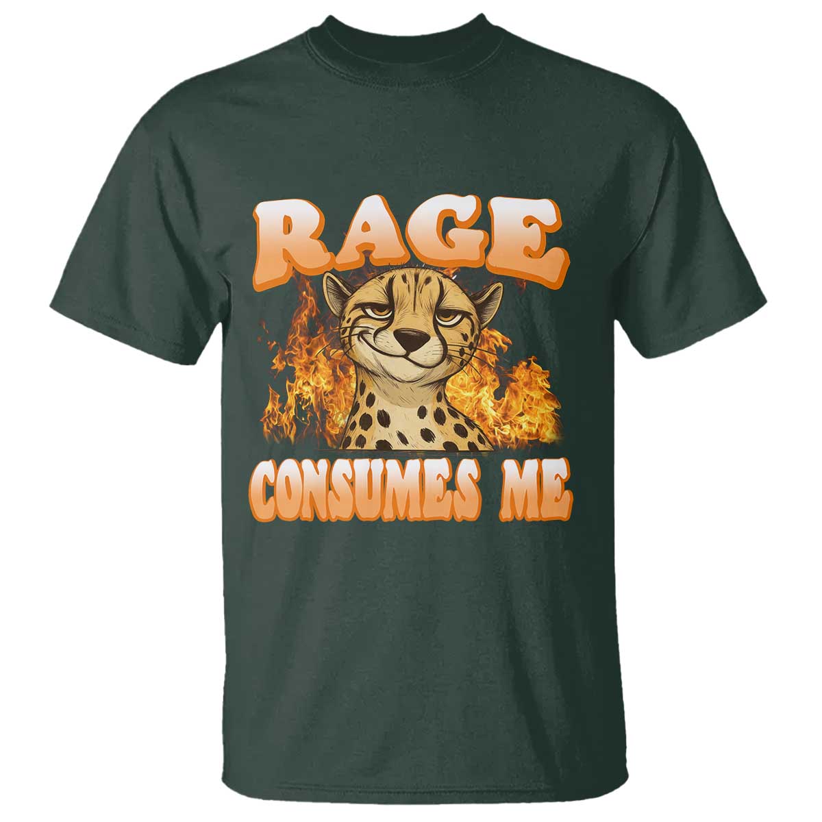 Cool Cheetah T Shirt Funny Range Consumes Me Sarcastic Wild Animal TS14 Dark Forest Green Print Your Wear