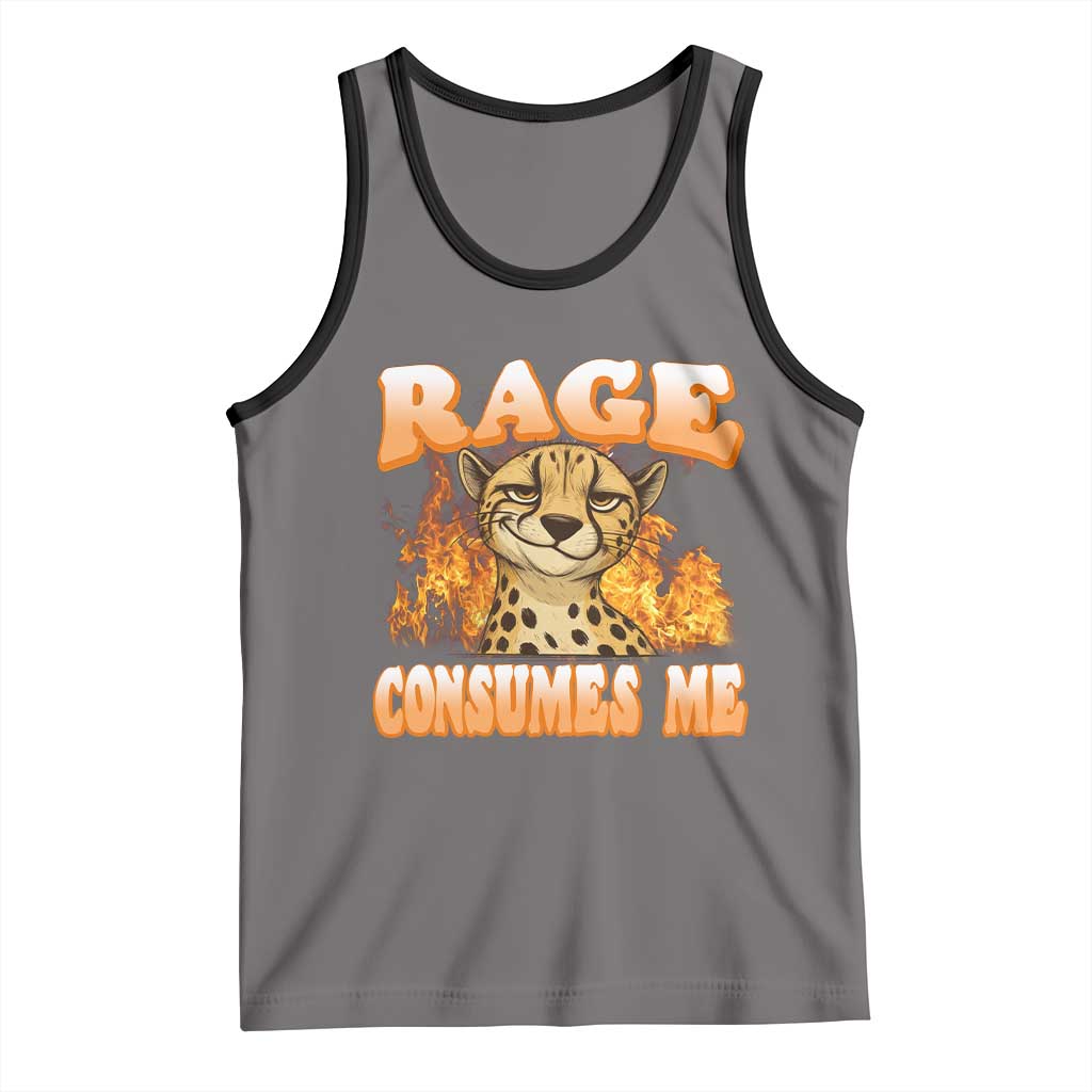 Cool Cheetah Tank Top Funny Range Consumes Me Sarcastic Wild Animal TS14 Deep Heather Black Print Your Wear