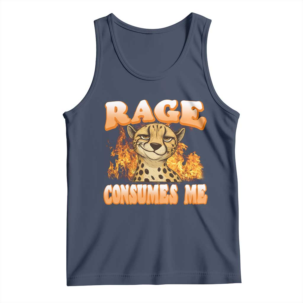 Cool Cheetah Tank Top Funny Range Consumes Me Sarcastic Wild Animal TS14 Navy Print Your Wear