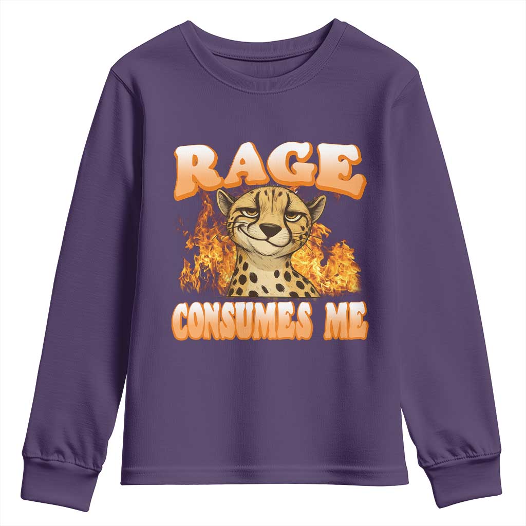 Cool Cheetah Youth Sweatshirt Funny Range Consumes Me Sarcastic Wild Animal TS14 Purple Print Your Wear