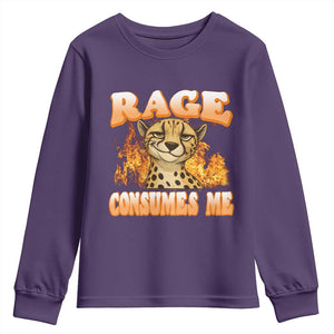 Cool Cheetah Youth Sweatshirt Funny Range Consumes Me Sarcastic Wild Animal TS14 Purple Print Your Wear