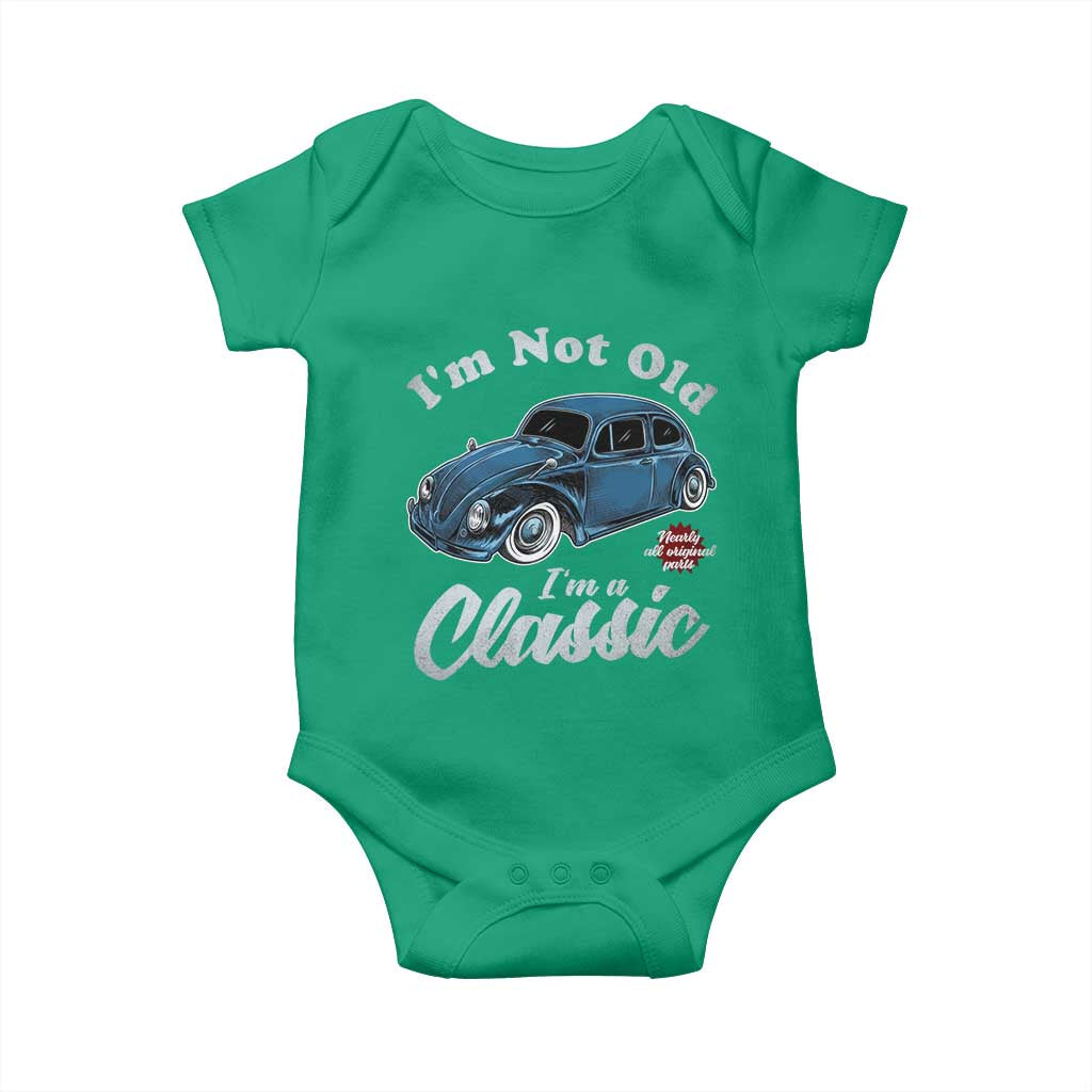I'm Not Old I'm Classic Baby Onesie Vintage Distressed Classic Bug Travel TS14 Irish Green Print Your Wear