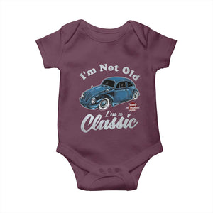 I'm Not Old I'm Classic Baby Onesie Vintage Distressed Classic Bug Travel TS14 Maroon Print Your Wear
