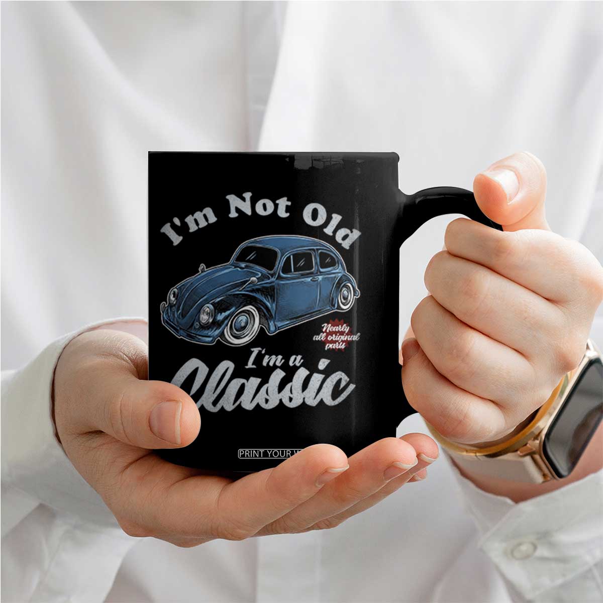 I'm Not Old I'm Classic Coffee Mug Vintage Distressed Classic Bug Travel TS14 Print Your Wear