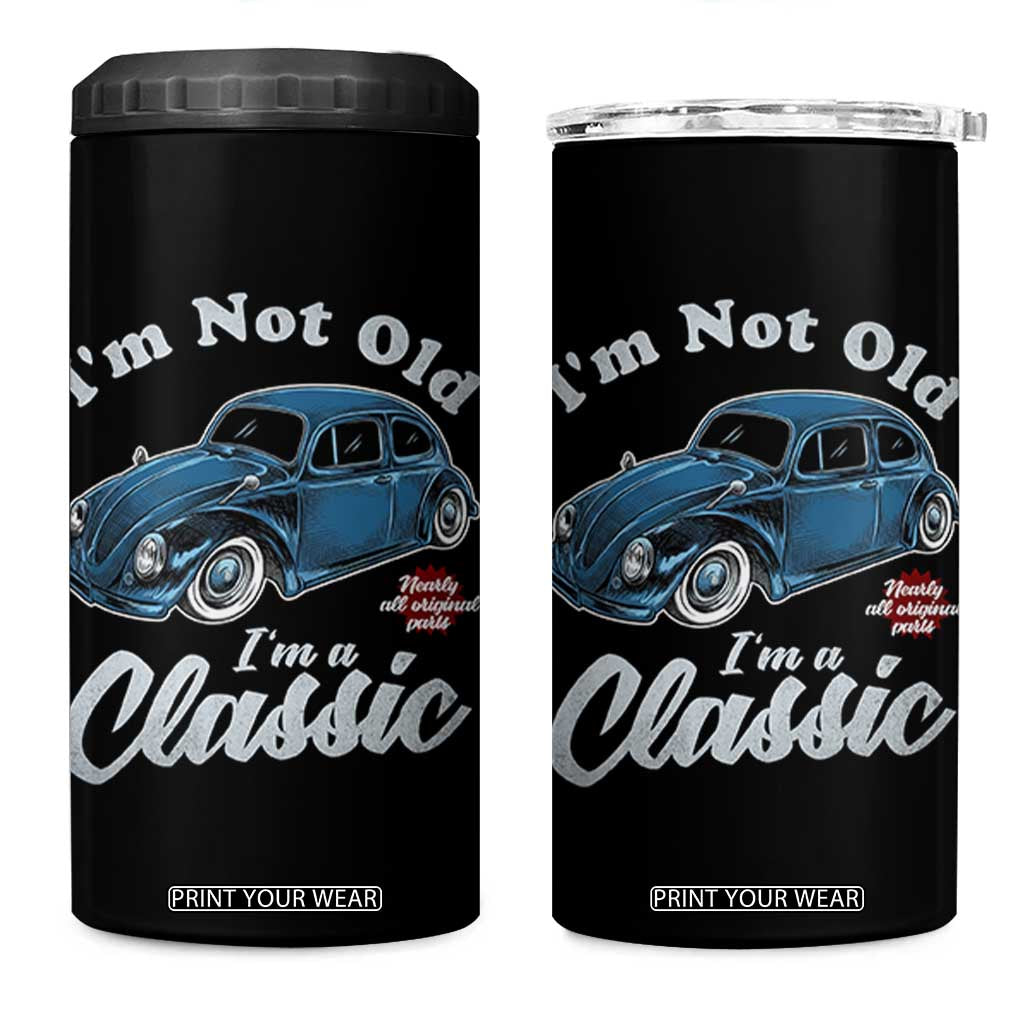 I'm Not Old I'm Classic 4 in 1 Can Cooler Tumbler Vintage Distressed Classic Bug Travel TS14 One Size: 16 oz Black Print Your Wear