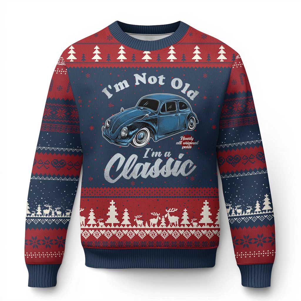 I'm Not Old I'm Classic Ugly Christmas Sweater Vintage Distressed Classic Bug Travel TS14 Navy Red Print Your Wear