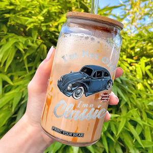 I'm Not Old I'm Classic Glass Can Vintage Distressed Classic Bug Travel TS14 Black Print Your Wear