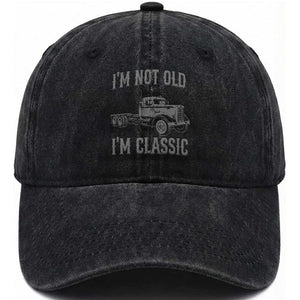 I'm Not Old I'm Classic Washed Cotton Baseball Cap Retro Needlenose Semi Truck Old School Distressed Big Rig 18 Wheeler