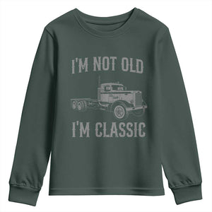 I'm Not Old I'm Classic Youth Sweatshirt Retro Needlenose Semi Truck Old School Distressed Big Rig 18 Wheeler