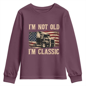 I'm Not Old I'm Classic Youth Sweatshirt Vintage Distressed Big Rig 18 Wheeler Driver
