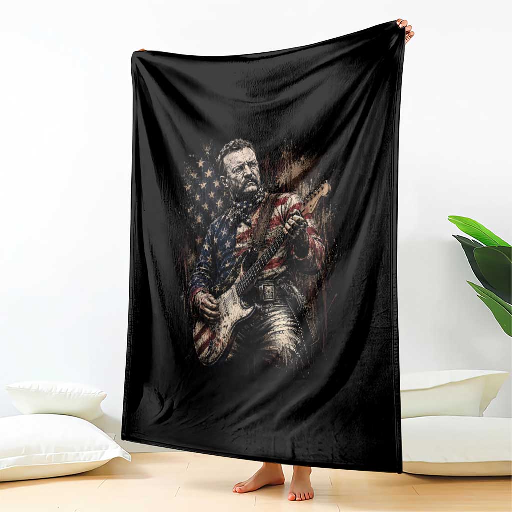 Teddy Roosevelt Playing Guitar 4th of July Throw Blanket TS14 Print Your Wear