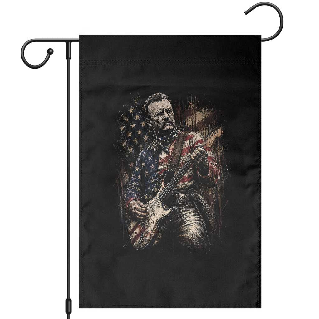 Teddy Roosevelt Playing Guitar 4th of July Garden Flag