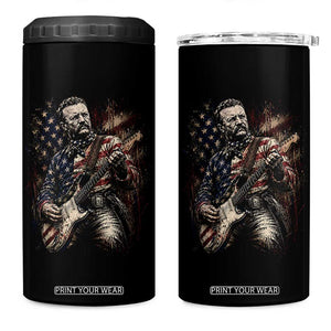Teddy Roosevelt Playing Guitar 4th of July 4 in 1 Can Cooler Tumbler TS14 One Size: 16 oz Black Print Your Wear