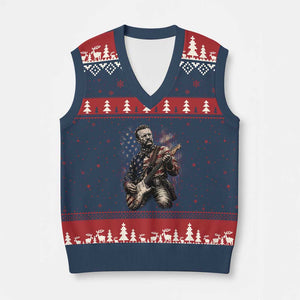 Teddy Roosevelt Playing Guitar 4th of July V-Neck Knit Sweater Vest