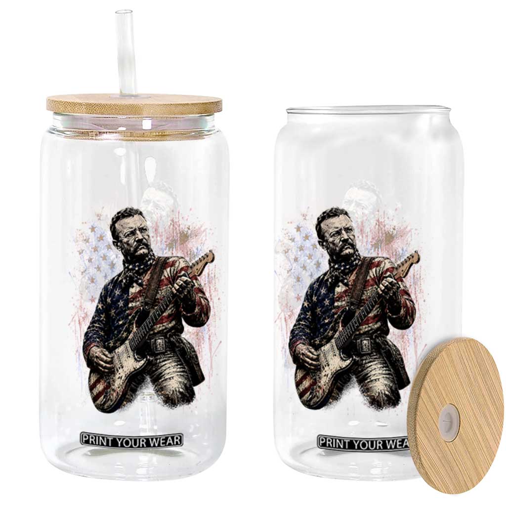 Teddy Roosevelt Playing Guitar 4th of July Glass Can TS14 Print Your Wear