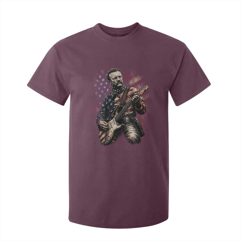 Teddy Roosevelt Playing Guitar 4th of July T Shirt For Kid