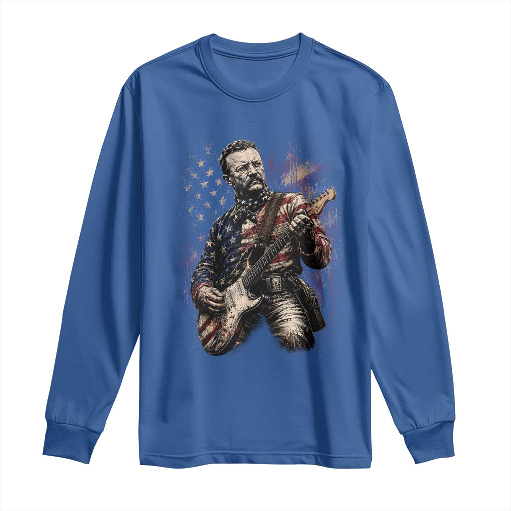 Teddy Roosevelt Playing Guitar 4th of July Long Sleeve Shirt