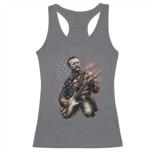 Teddy Roosevelt Playing Guitar 4th of July Racerback Tank Top
