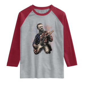 Teddy Roosevelt Playing Guitar 4th of July Raglan Shirt