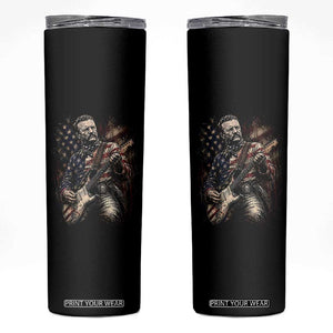 Teddy Roosevelt Playing Guitar 4th of July Skinny Tumbler TS14 Black Print Your Wear