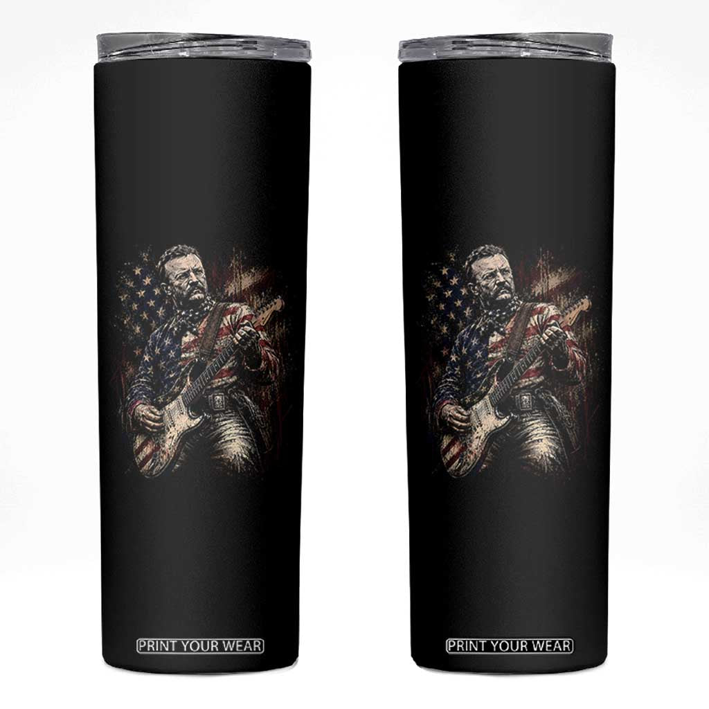 Teddy Roosevelt Playing Guitar 4th of July Skinny Tumbler TS14 Black Print Your Wear