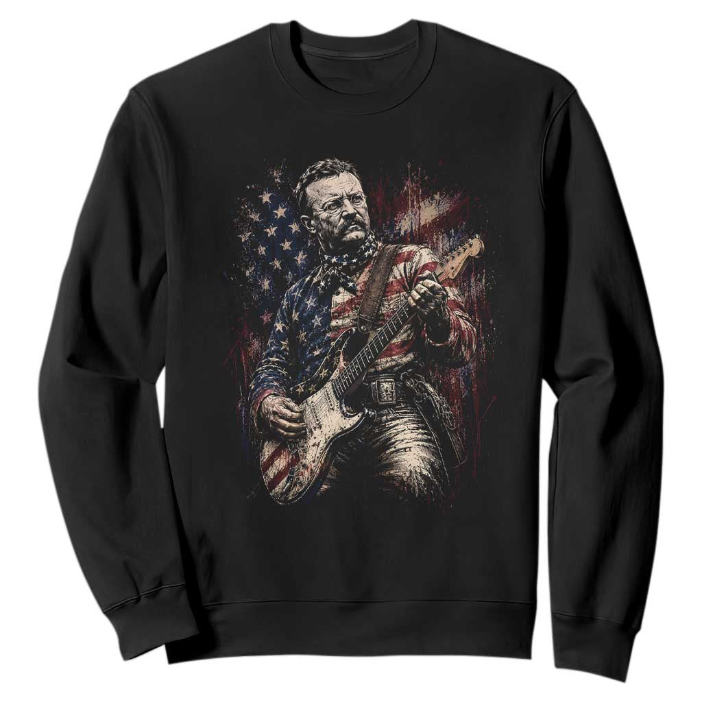 Teddy Roosevelt Playing Guitar 4th of July Sweatshirt