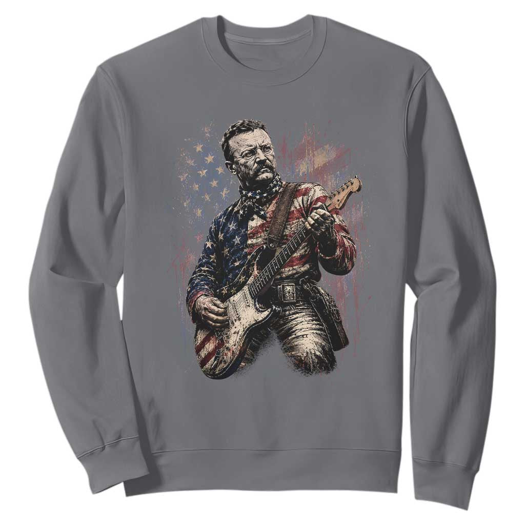 Teddy Roosevelt Playing Guitar 4th of July Sweatshirt