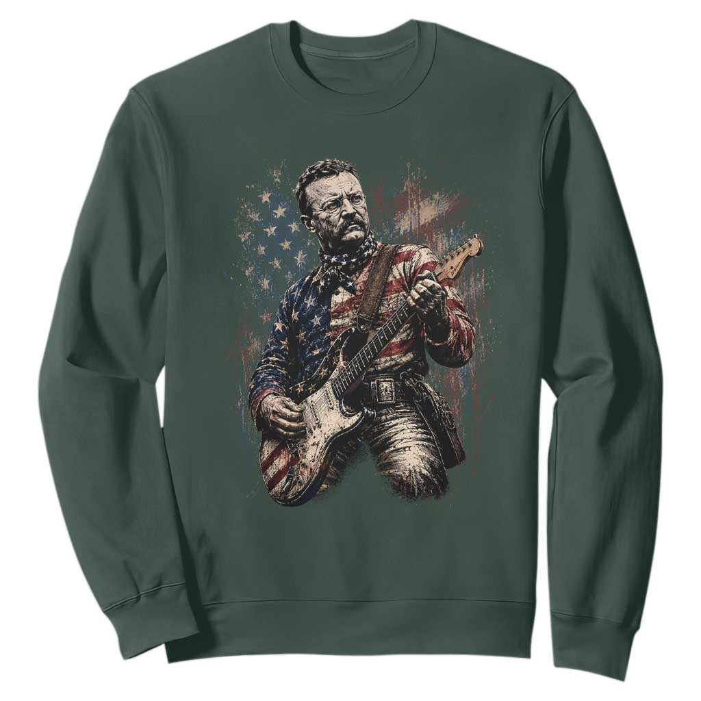 Teddy Roosevelt Playing Guitar 4th of July Sweatshirt