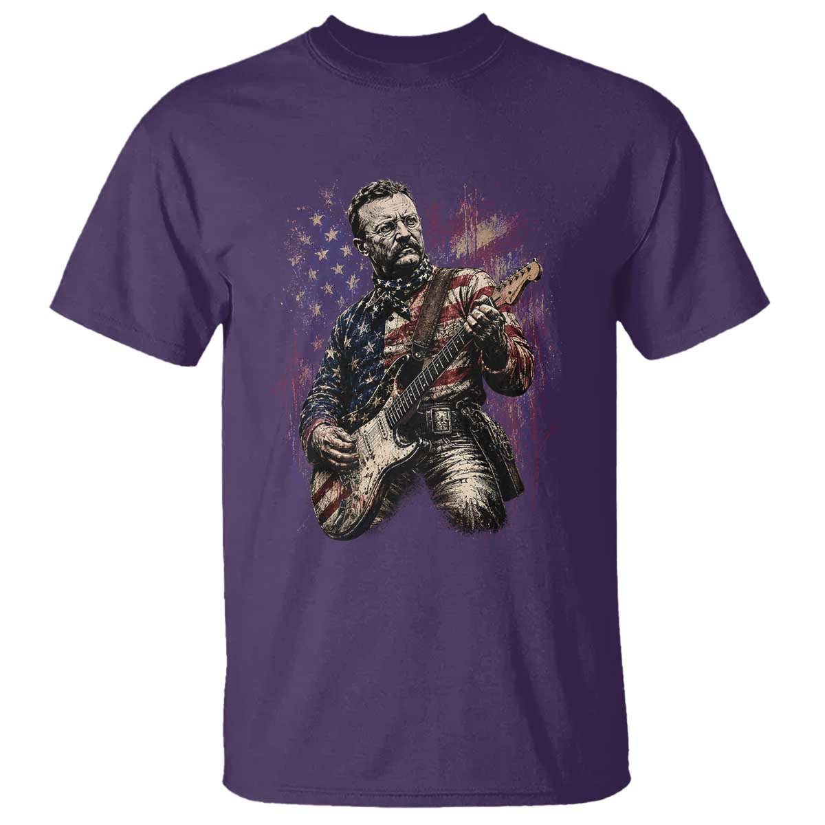 Teddy Roosevelt Playing Guitar 4th of July T Shirt
