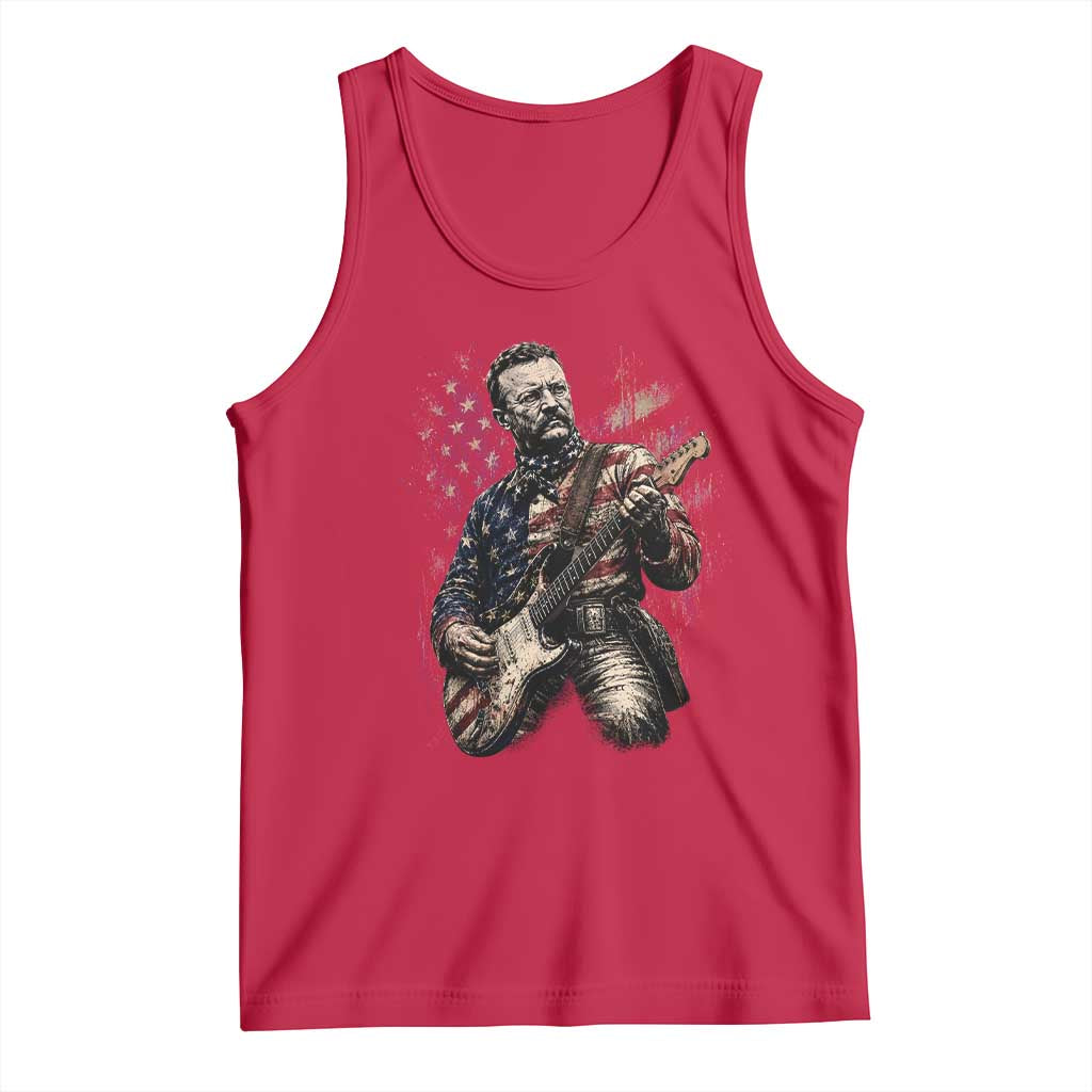 Teddy Roosevelt Playing Guitar 4th of July Tank Top