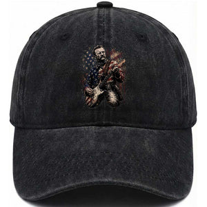 Teddy Roosevelt Playing Guitar 4th of July Washed Cotton Baseball Cap