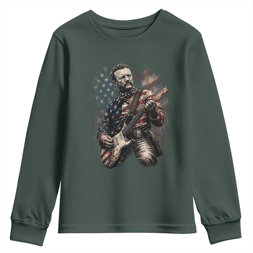 Teddy Roosevelt Playing Guitar 4th of July Youth Sweatshirt
