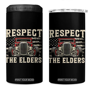 Respect The Elders 4 in 1 Can Cooler Tumbler 1932 American Classic Hotrod TS14 One Size: 16 oz Black Print Your Wear