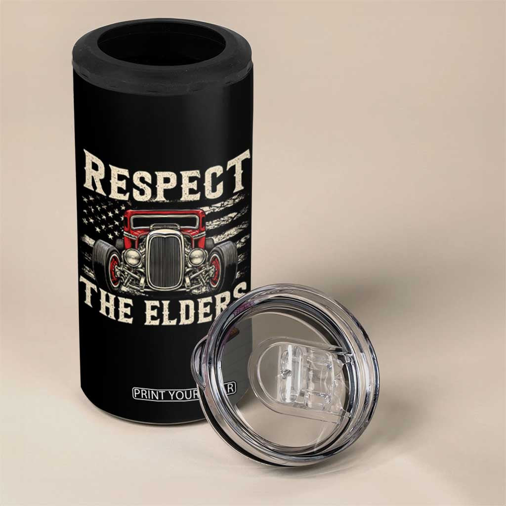 Respect The Elders 4 in 1 Can Cooler Tumbler 1932 American Classic Hotrod TS14 Print Your Wear
