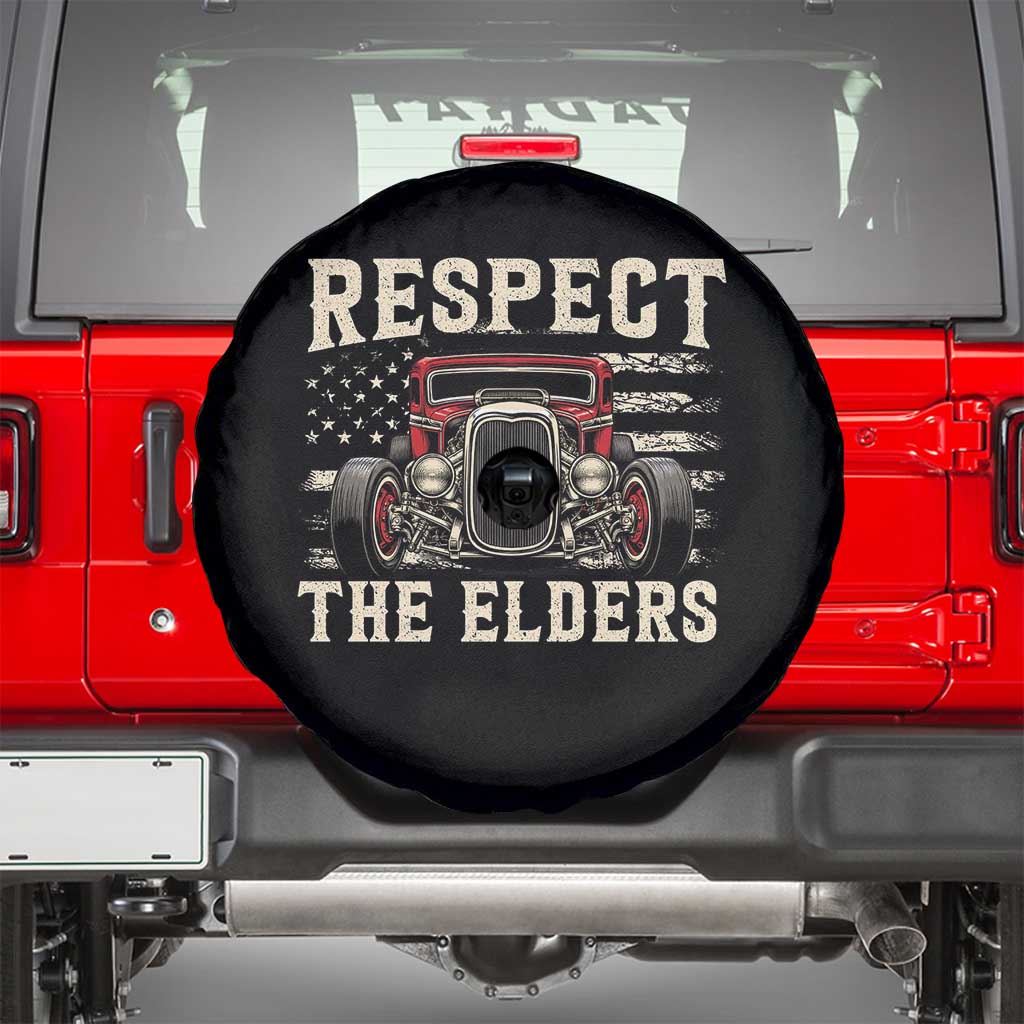 Respect The Elders Spare Tire Cover 1932 American Classic Hotrod TS14 Black Print Your Wear