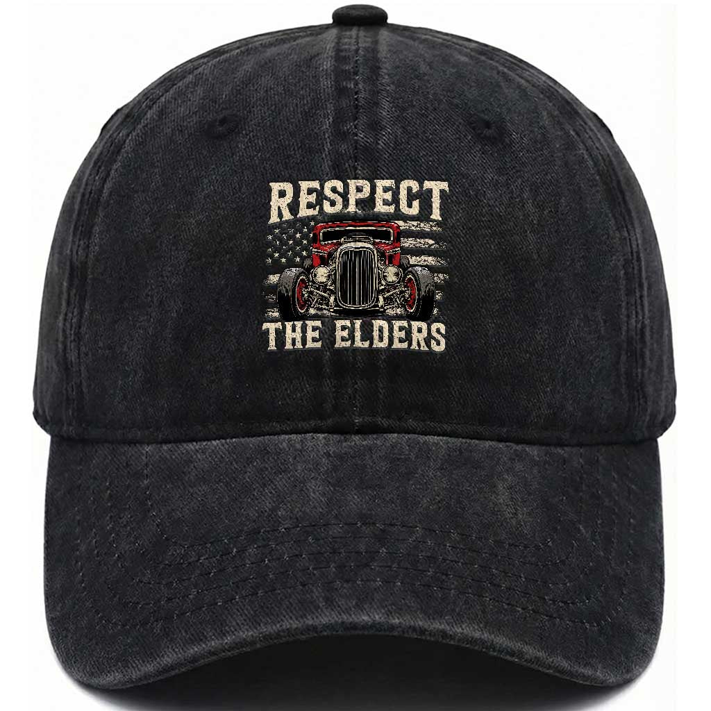 Respect The Elders Washed Cotton Baseball Cap 1932 American Classic Hotrod TS14 Print Your Wear