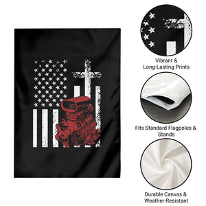 Classic Big Block Blower Garden Flag Patriotic Racing Engine American Flag Christian Cross TS14 Print Your Wear