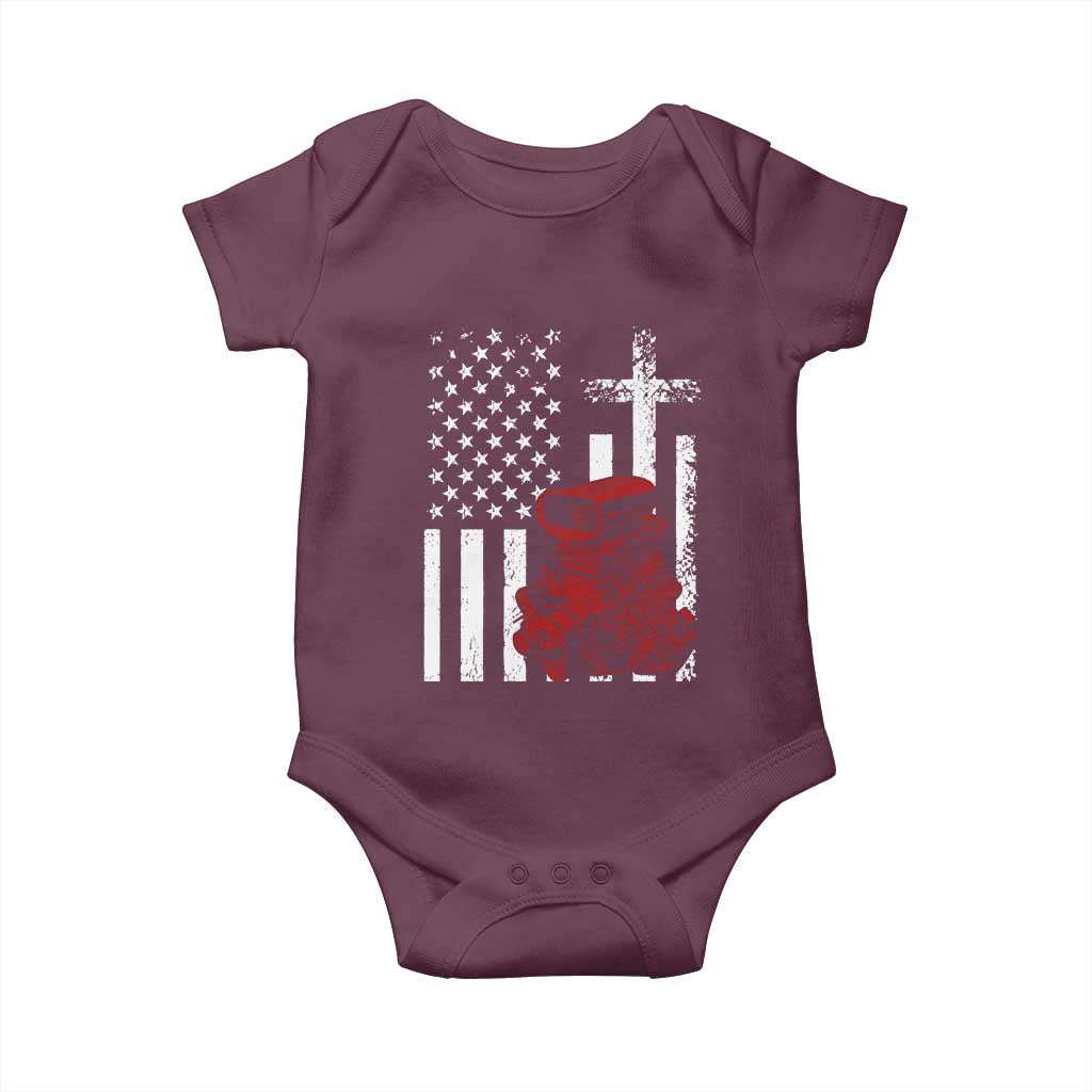 Classic Big Block Blower Baby Onesie Patriotic Racing Engine American Flag Christian Cross