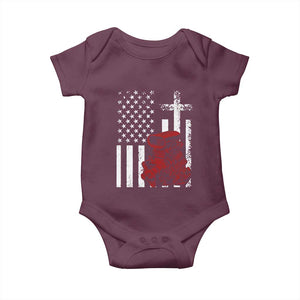 Classic Big Block Blower Baby Onesie Patriotic Racing Engine American Flag Christian Cross
