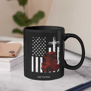 Classic Big Block Blower Coffee Mug Patriotic Racing Engine American Flag Christian Cross TS14 Print Your Wear
