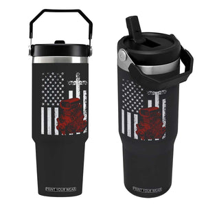 Classic Big Block Blower Flip Straw Tumbler Patriotic Racing Engine American Flag Christian Cross TS14 One Size: 30 oz Black Print Your Wear
