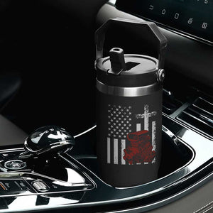 Classic Big Block Blower Flip Straw Tumbler Patriotic Racing Engine American Flag Christian Cross TS14 Print Your Wear