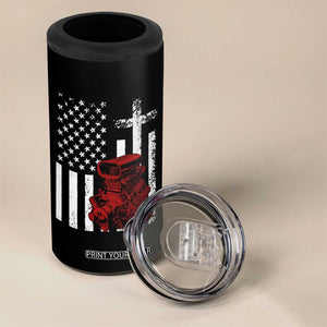 Classic Big Block Blower 4 in 1 Can Cooler Tumbler Patriotic Racing Engine American Flag Christian Cross TS14 Print Your Wear
