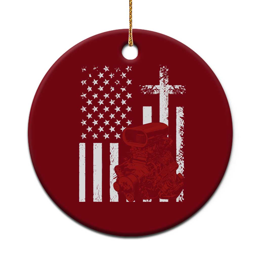 Classic Big Block Blower Ceramic Ornament Patriotic Racing Engine American Flag Christian Cross TS14 1pc Red Print Your Wear