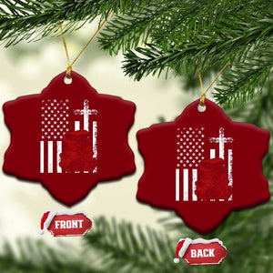 Classic Big Block Blower Ceramic Ornament Patriotic Racing Engine American Flag Christian Cross